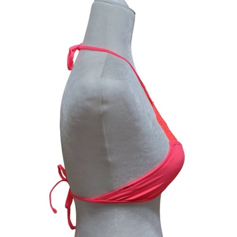 NWT Aerie‎ High Neck Halter Swimsuit Top Crochet Pink String Size XS - Picture 2 of 6